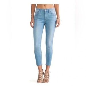 MOTHER High Waisted Looker Crop Jeans Light Wash Denim Size 25